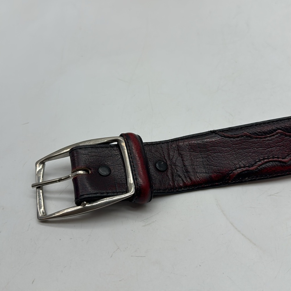 Tony Lama Reddish Brown Men's Leather Belt with Silver Buckle 38" long